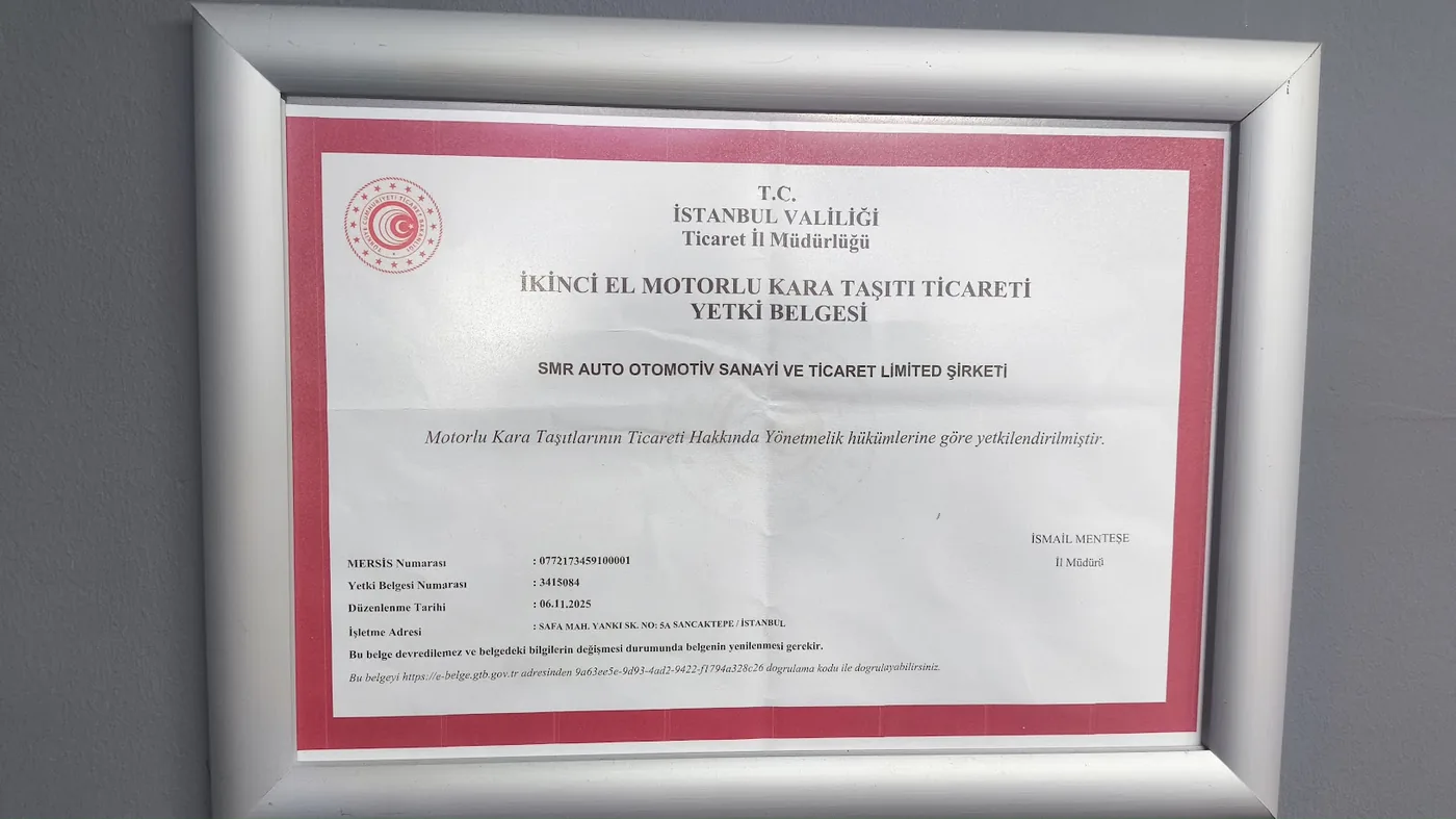 T.C. Ticaret Bakanlığı İkinci El Taşıt Ticareti Yetki Belgesi
